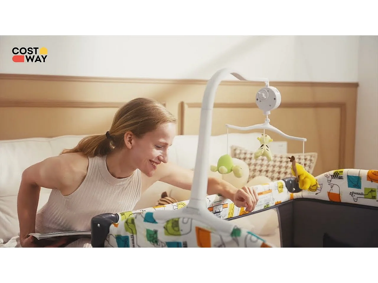 Lit parapluie bébé pliant 5 en 1 ,4 hauteurs d'accoudoir réglables