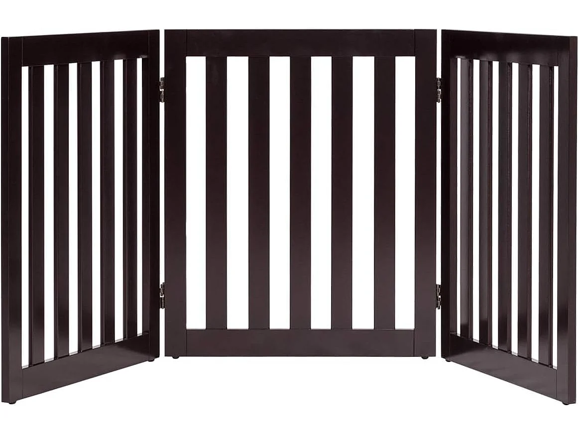 Barrière pour chien 3 panneaux en bois autoportante charnières
