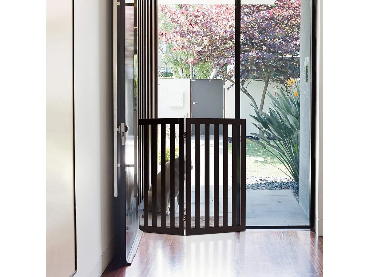 Barrière pour chien 2 panneaux en bois autoportante charnières