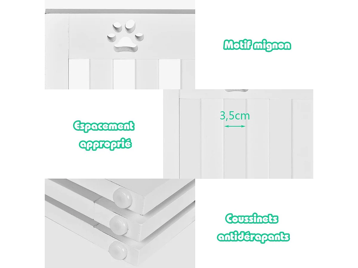 Barrière autoportante pour chien 4 panneaux en bois charnières ,sans perçage