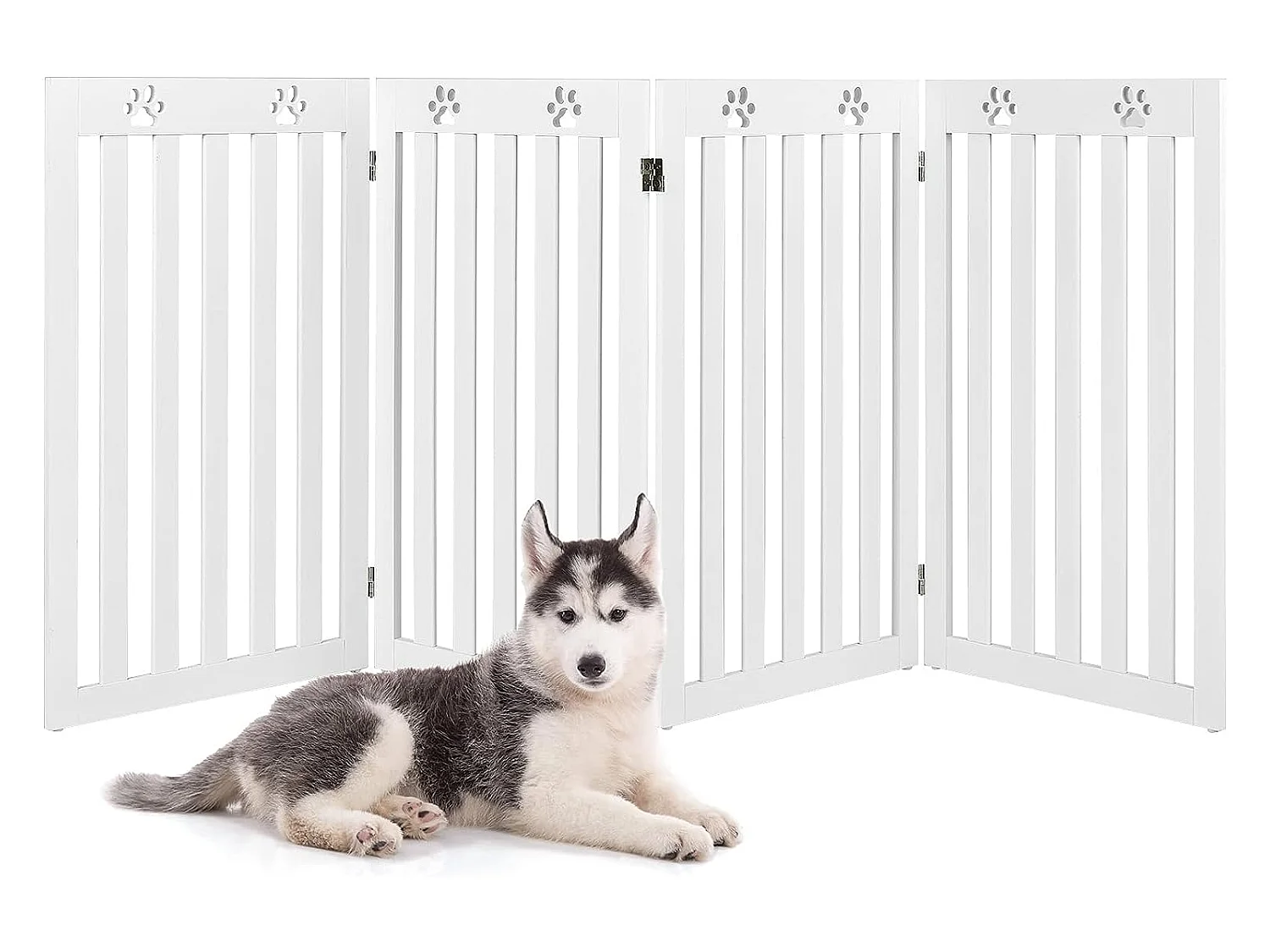 Barrière autoportante pour chien 4 panneaux en bois charnières ,sans perçage