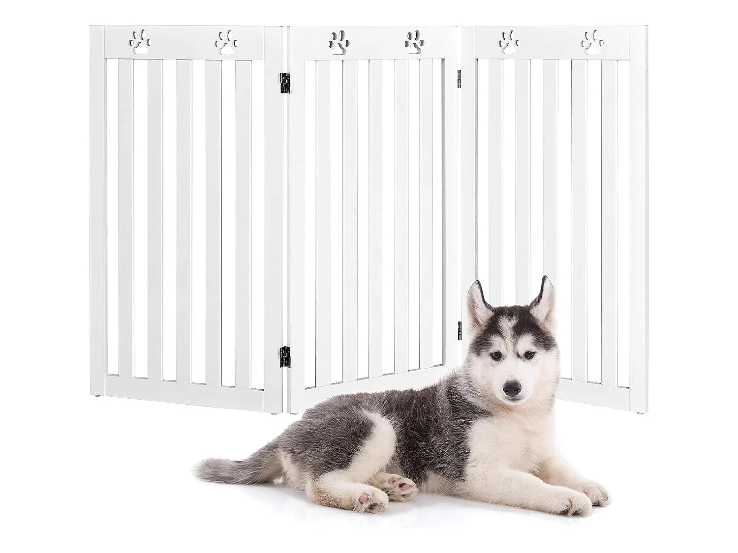 Barrière autoportante pour chien 3 panneaux en bois charnières , sans perçage
