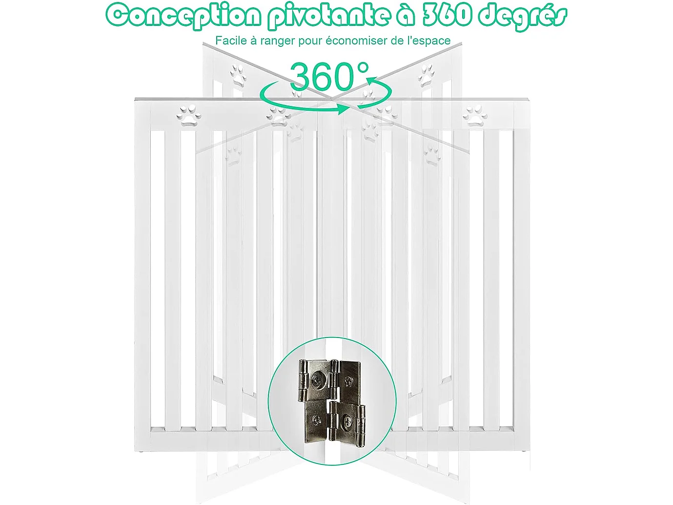 Barrière autoportante pour chien 3 panneaux en bois charnières , sans perçage