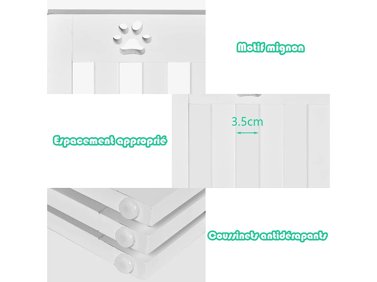 Barrière autoportante pour chien 3 panneaux en bois charnières , sans perçage