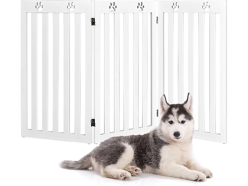 Barrière autoportante pour chien 3 panneaux en bois charnières , sans perçage