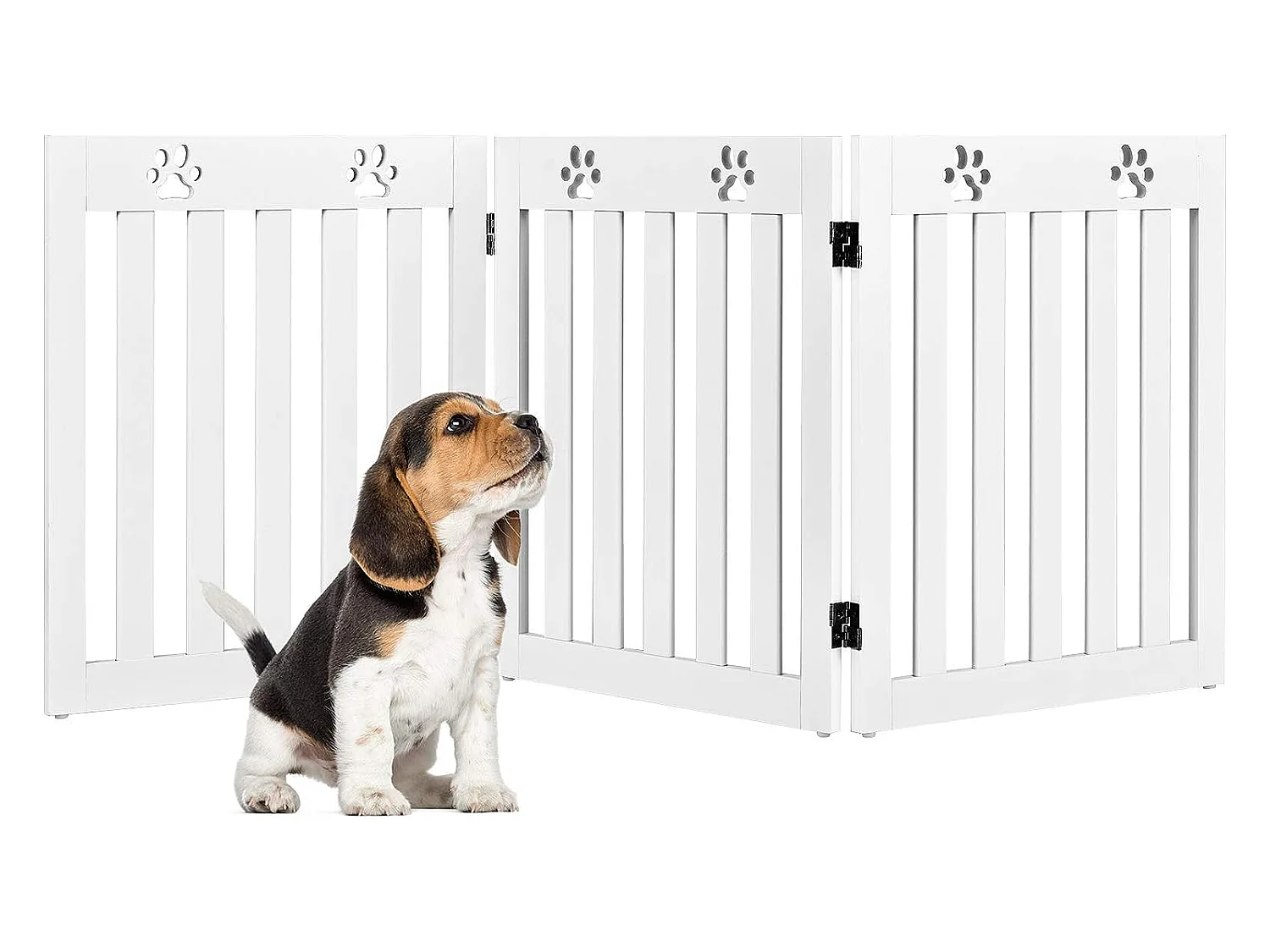 Barrière de sécurité en bois pour chiens avec charnières et 3 panneaux60cm