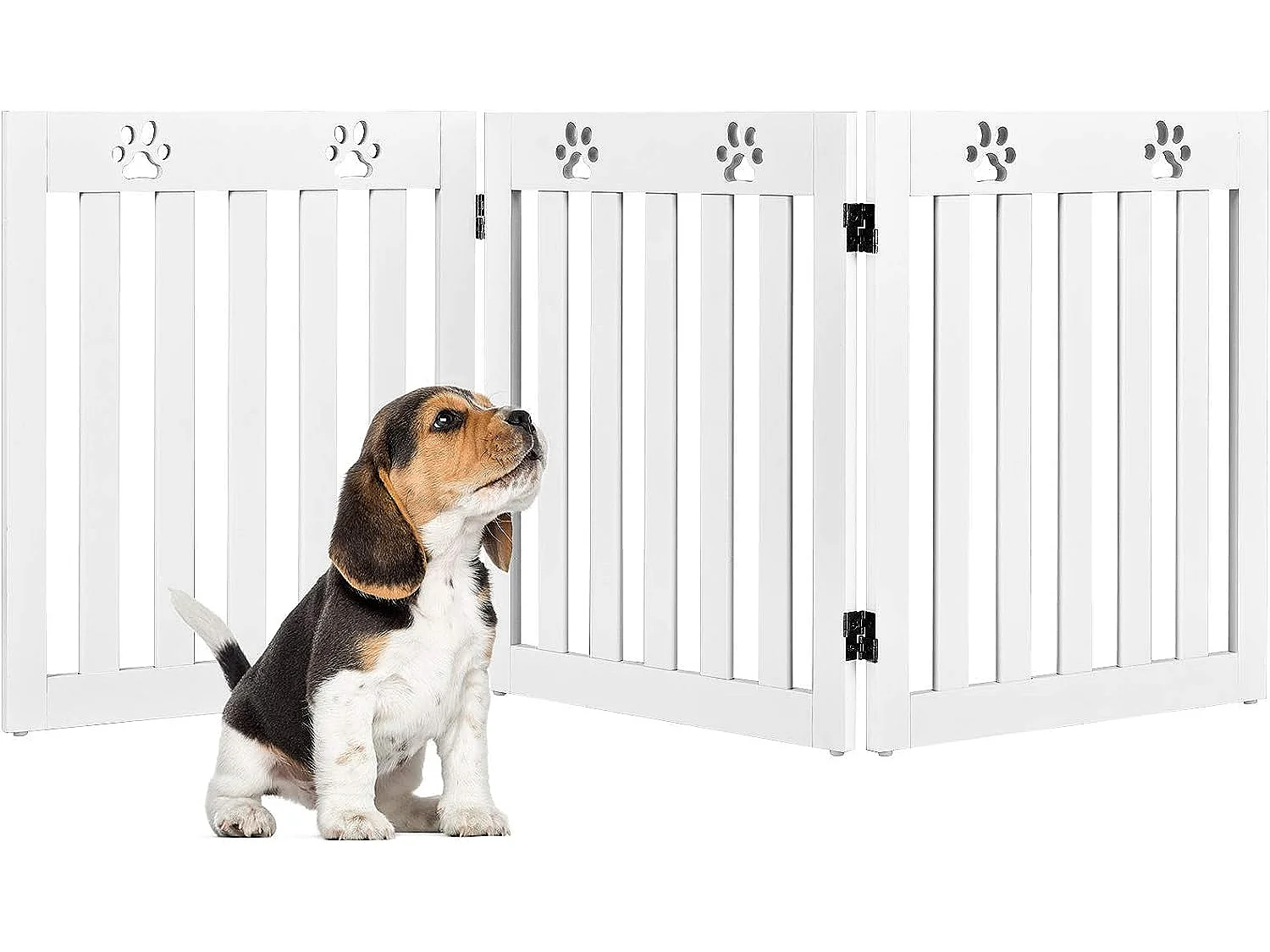 Barrière de sécurité en bois pour chiens avec charnières et 3 panneaux60cm