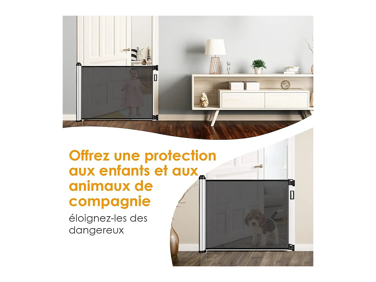 Barrière rétractable pour bébé et animaux domestiques,base en aluminium de haute qualité