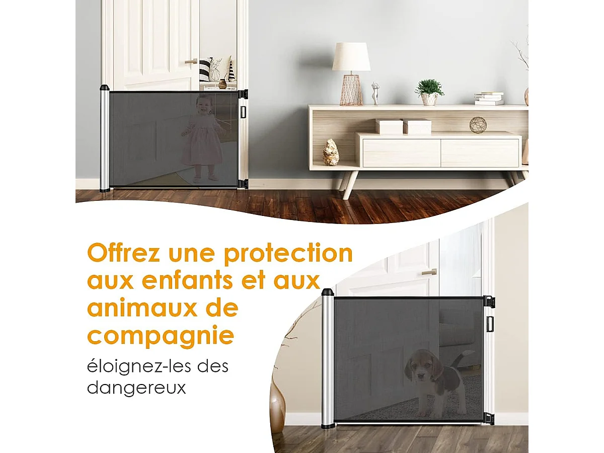 Barrière rétractable pour bébé et animaux domestiques,base en aluminium de haute qualité