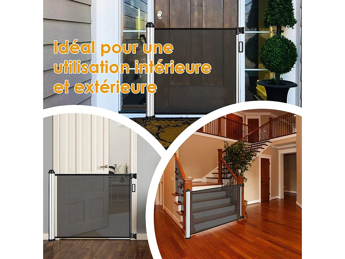 Barrière rétractable pour bébé et animaux domestiques,base en aluminium de haute qualité