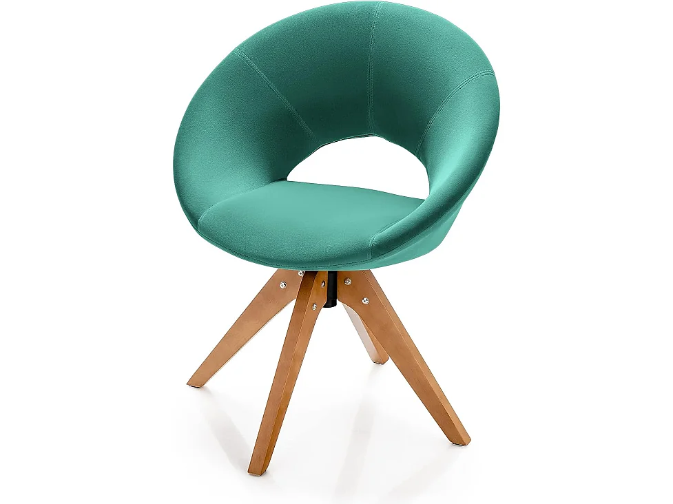 Fauteuil en Tissu/Chaise Pivotante Moderne avec Pieds en Bois Massif et Siège Moelleux, pour Salon/Bureau et Chambre Vert
