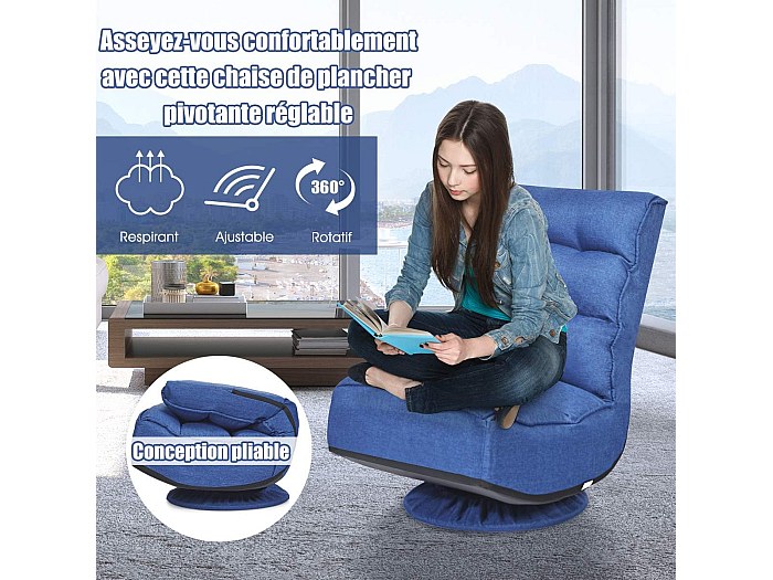 Fauteuil Relax Korsika Pivotant Et Pliable - Rembourrage 5 Couches, Velours Gris, Capacité 150 Kg - 11