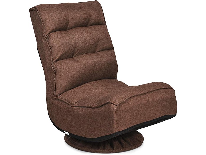 HOMCOM Chaise De Sol Pivotante 360° - Dossier Réglable 5 Positions, Pliable Pour Méditation, Salon, Jeux Et Lecture - Vert