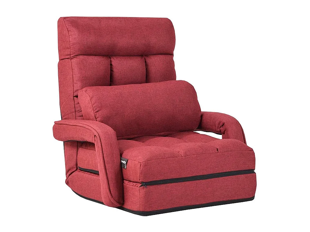 Fauteuil convertible, chauffeuse  convertible 1 place en tissu gris avec oreiller