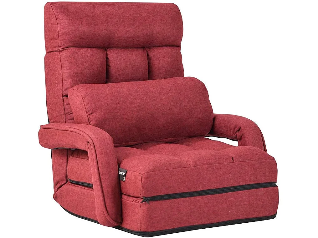 Fauteuil convertible, chauffeuse  convertible 1 place en tissu gris avec oreiller