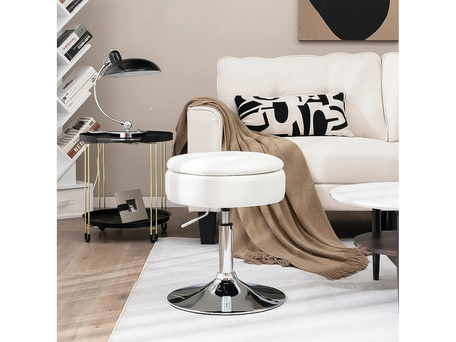 Tabouret de bar similicuir pivotante à 360° hauteur réglable 51-66 cm