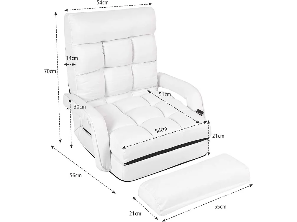 Fauteuil convertible, chauffeuse  convertible 1 place en tissu gris avec oreiller