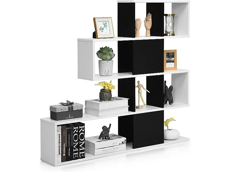 Bibliothèque à 5 niveaux 120x19,5x109 cm étagère de rangement avec dispositif anti