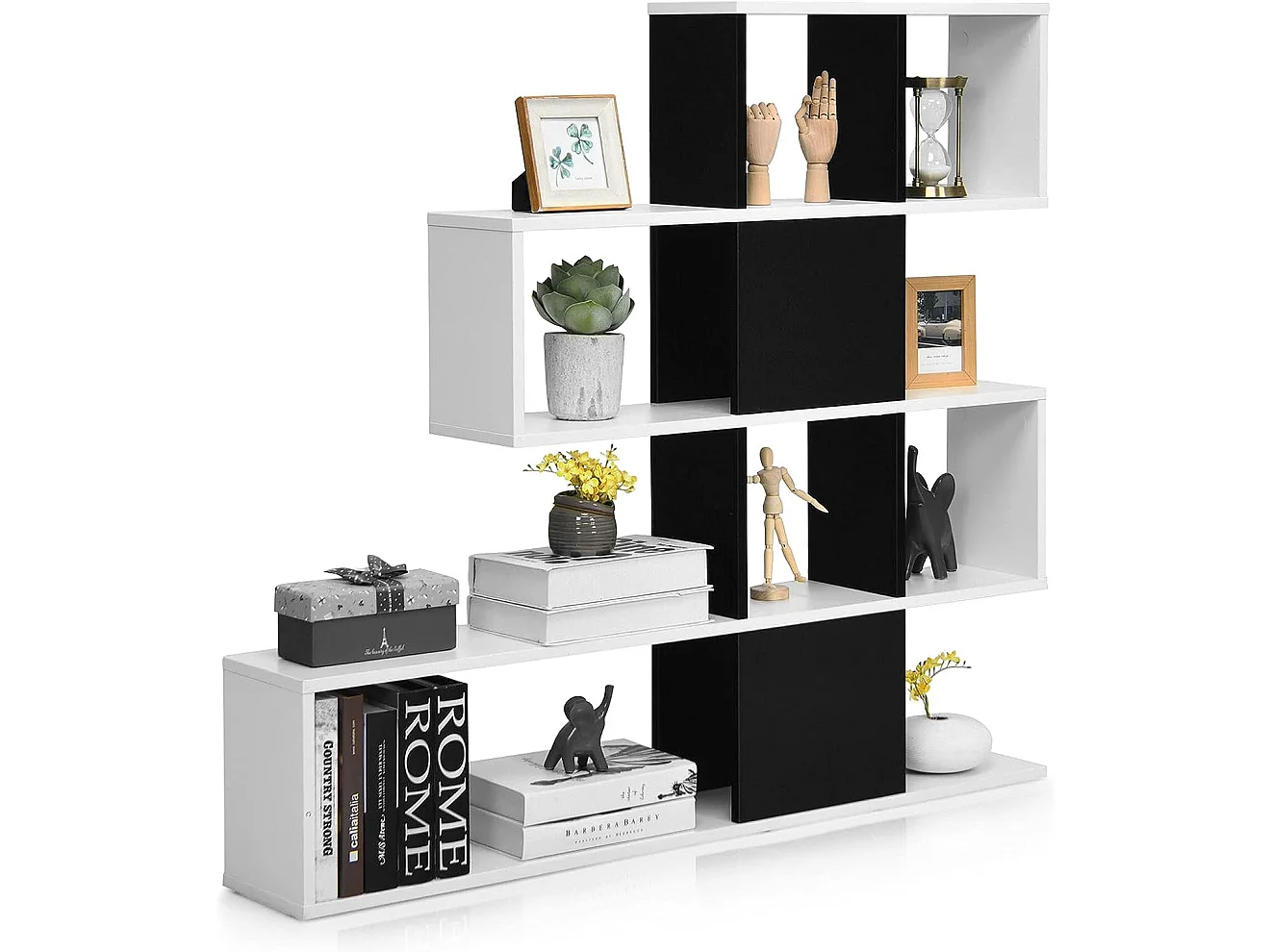 Bibliothèque à 5 niveaux 120x19,5x109 cm étagère de rangement avec dispositif anti