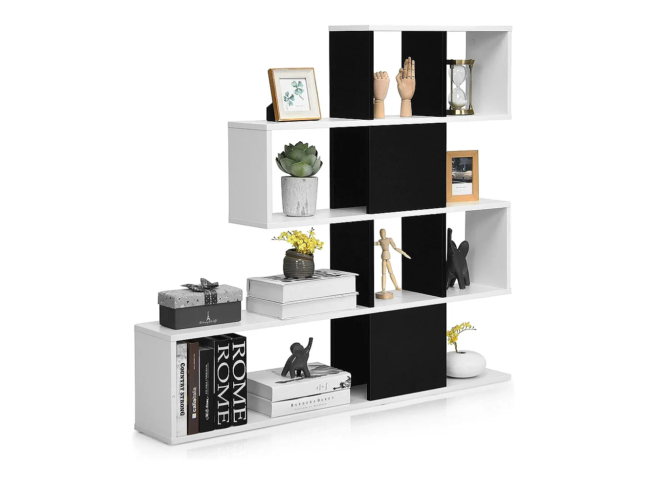Bibliothèque à 5 niveaux 120x19,5x109 cm étagère de rangement avec dispositif anti