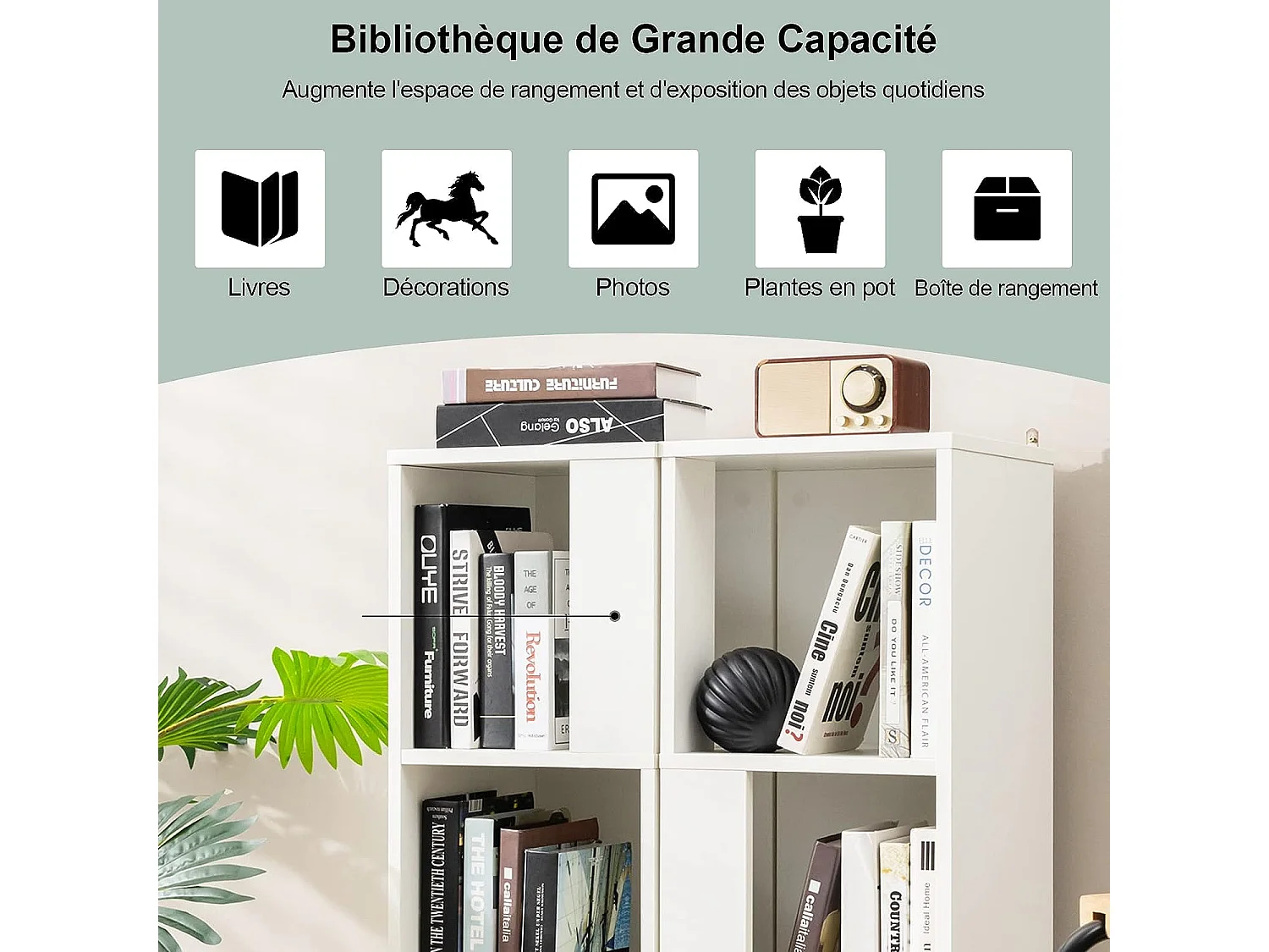 Bibliothèque à 3 niveaux lot de 2 avec 6 compartiments, bibliotheque étagère rangement