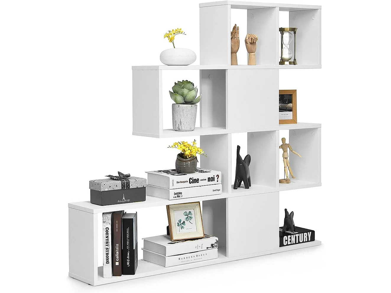 Bibliothèque à 5 niveaux 120x19,5x109 cm étagère de rangement avec dispositif anti