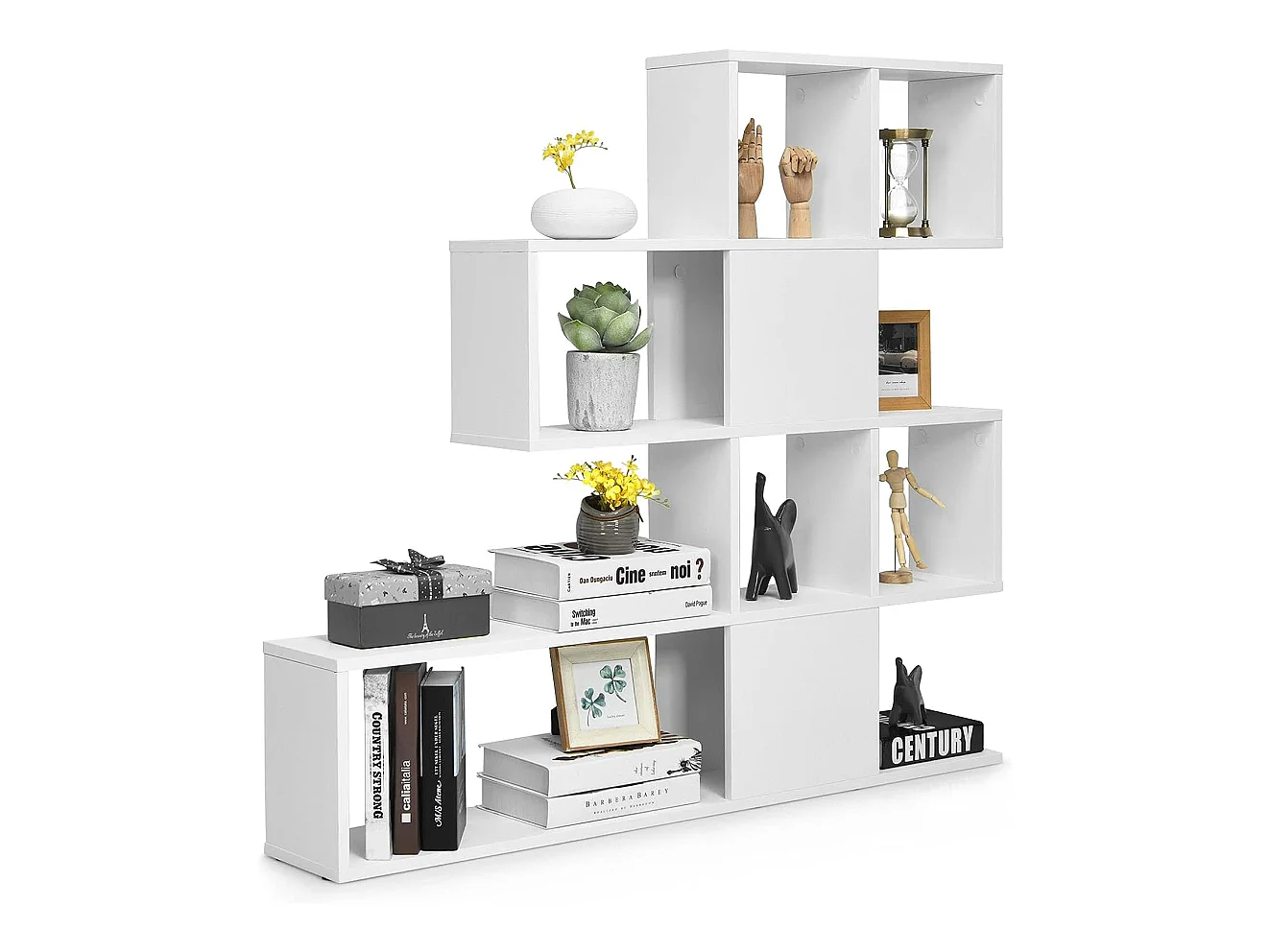 Bibliothèque à 5 niveaux 120x19,5x109 cm étagère de rangement avec dispositif anti