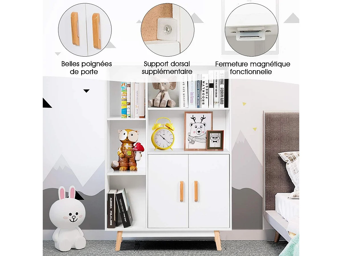 Bibliothèque armoire de rangement au sol avec cube de rangement