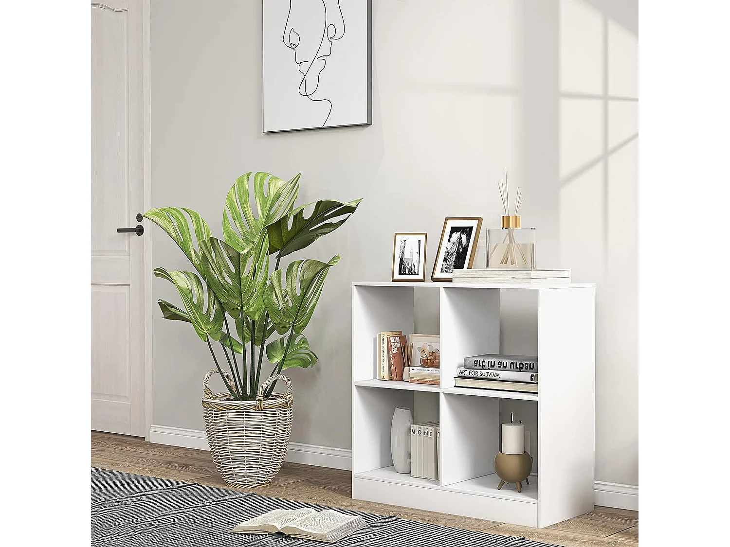 Bibliothèque étagère rangement à 3 niveaux meuble cube de rangement en bois 73 x 33 x 73cm