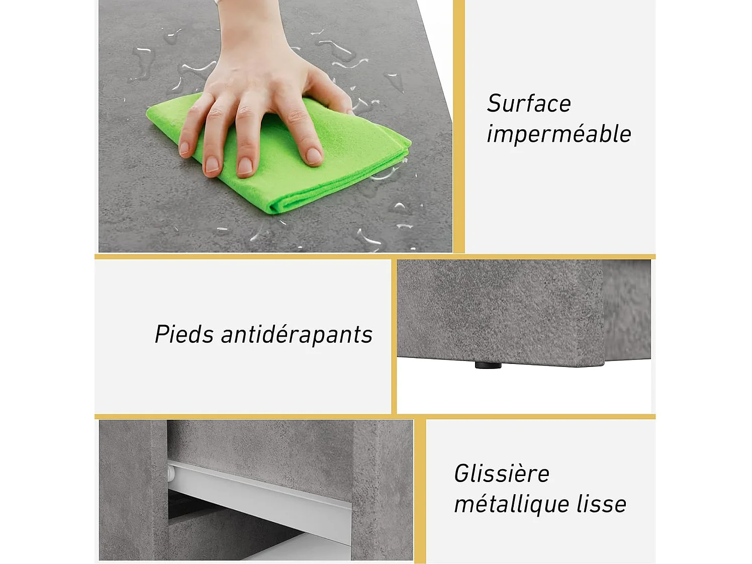 Commode avec 5 Tiroirs, Armoire Multifonction Moderne avec Rails en Métal, 75 x 42 x 104 cm, Peu Encombrant Gris