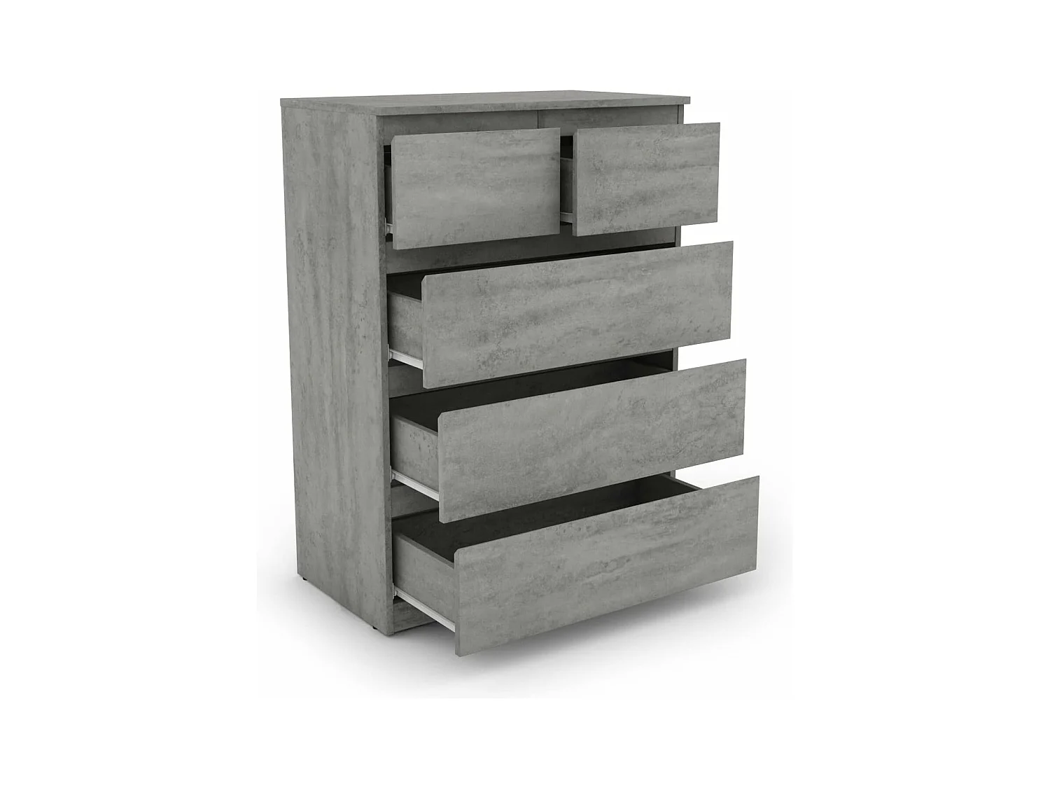 Commode avec 5 Tiroirs, Armoire Multifonction Moderne avec Rails en Métal, 75 x 42 x 104 cm, Peu Encombrant Gris