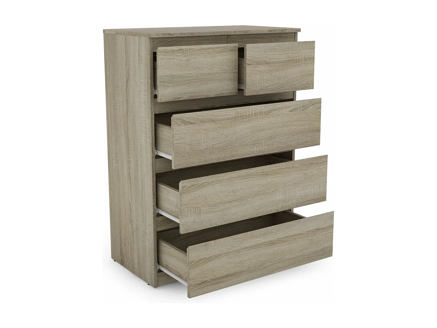 Commode avec 5 Tiroirs en bois, Armoire Multifonction Moderne avec Rails en Métal, Montage Facile, 75 x 42 x 104 cm, Marron