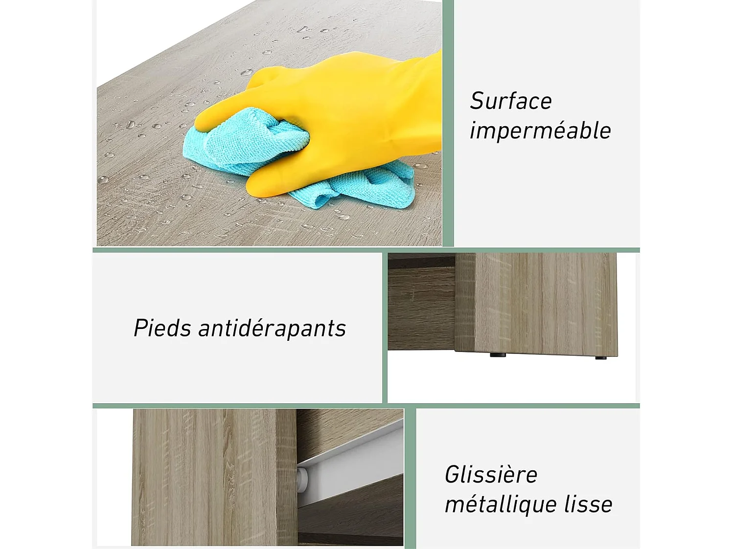 Commode avec 5 Tiroirs en bois, Armoire Multifonction Moderne avec Rails en Métal, Montage Facile, 75 x 42 x 104 cm, Marron