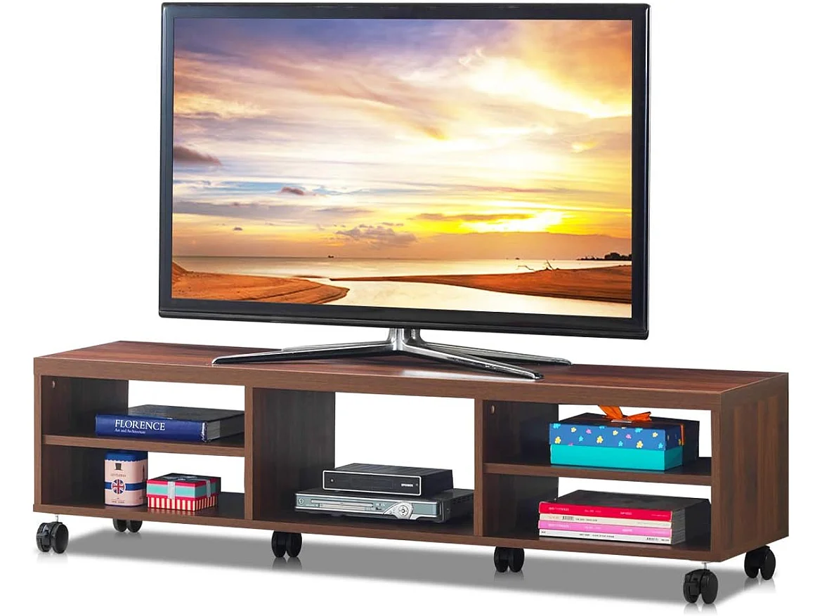 Meuble tv moderne avec roues verrouillables téléviseur jusqu'à 140 cm (55'')