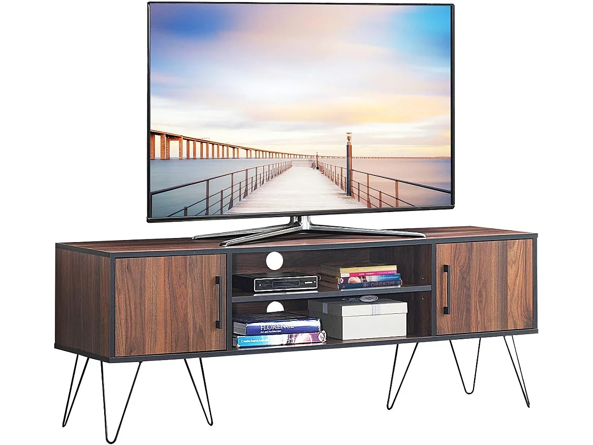 Gientex meuble tv 2 étagères ouvertes, pour tv 152,4 cm au max, support de télévision