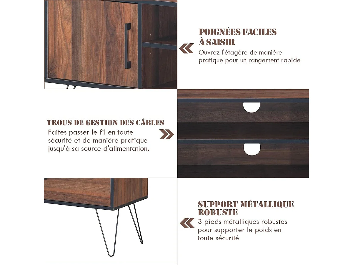 Gientex meuble tv 2 étagères ouvertes, pour tv 152,4 cm au max, support de télévision