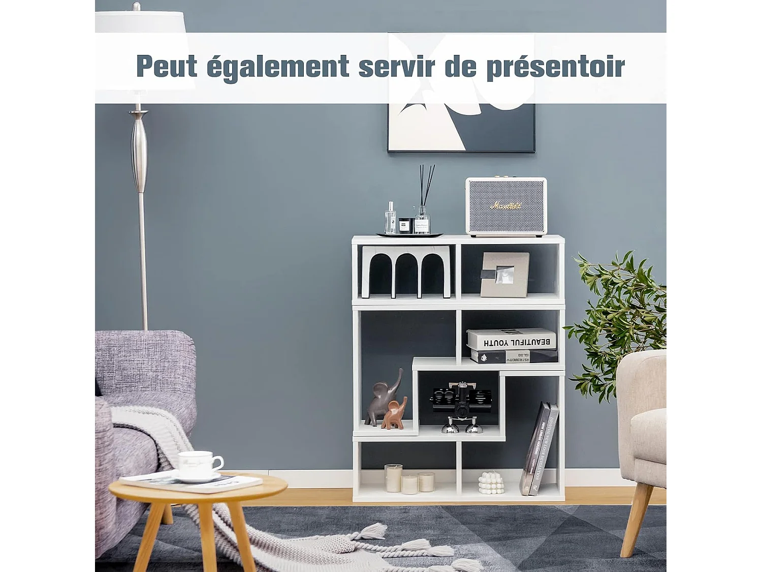 Meuble TV Moderne, Combination Libre 3 Pièces Étagère Multi-Fonctionnelle, pour Télévision Jusqu’à 49 Pouces, en MDF, 137x30x43cm, Blanc