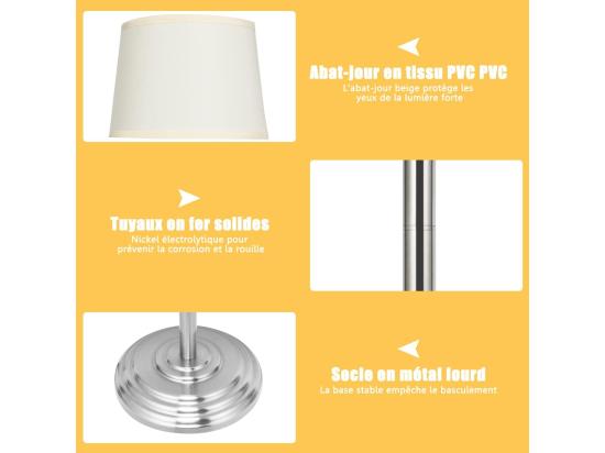 vente unique Lampadaire sur pied salon 152cm à bras oscillant 360° avec abat-jour pvc e27 socket