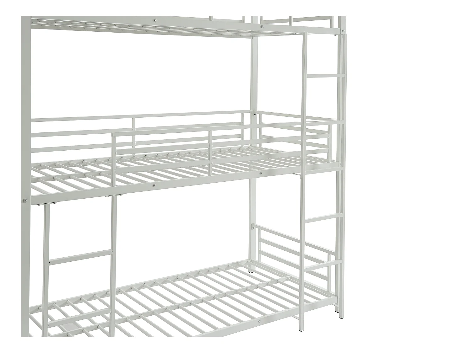 Beliche triplo 3 x 90 x 190 cm metal branco + colchão - ELOUAN III