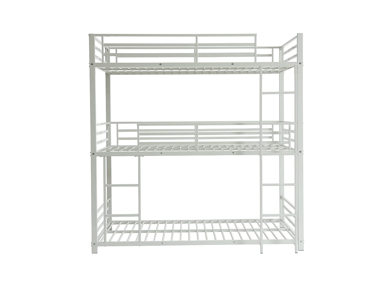 Lits superposés triple 3 x 90 x 190 cm - Métal - Blanc + Matelas - ELOUAN III
