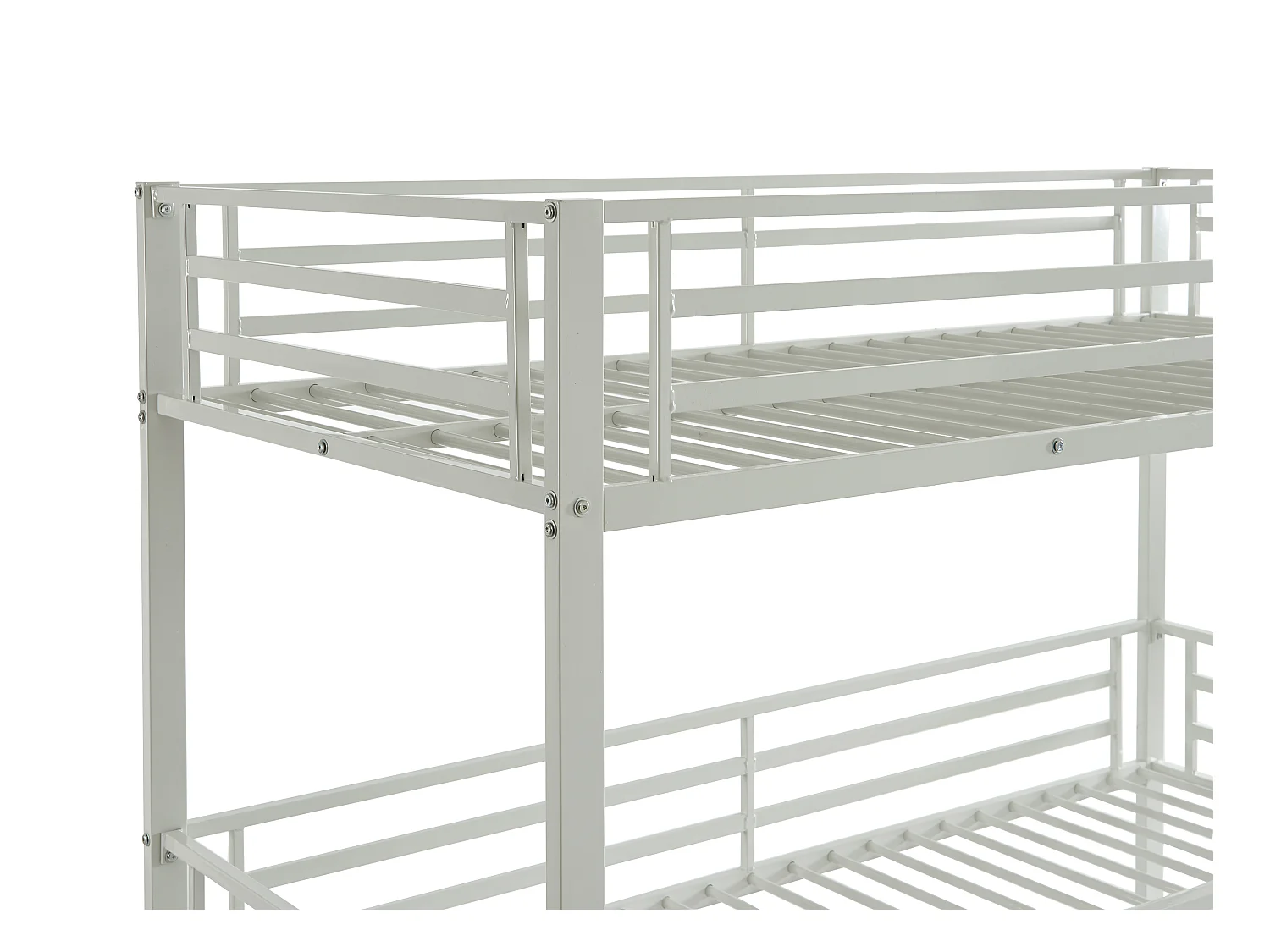 Lits superposés triple 3 x 90 x 190 cm - Métal - Blanc + Matelas - ELOUAN III