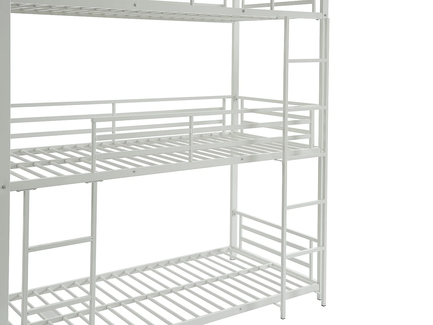 Litera triple 3 x 90 x 190 cm - Metal - Blanco + Colchones - ELOUAN III