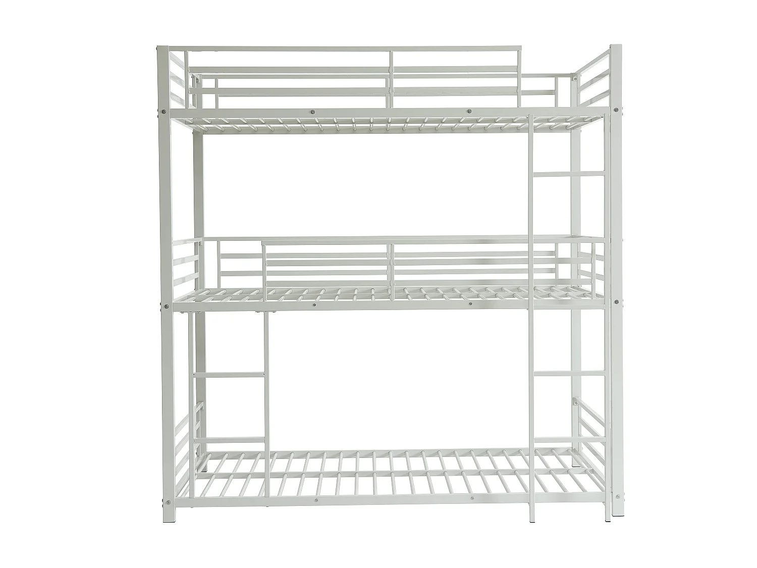 Litera triple 3 x 90 x 190 cm - Metal - Blanco + Colchones - ELOUAN III