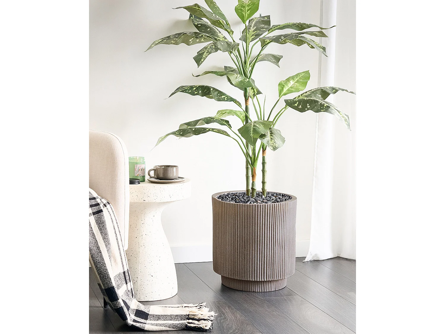 Cache-pot DARIA Céramique 37 cm Taupe