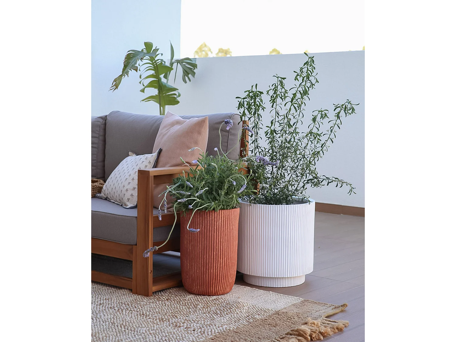 Vaso per piante DARIA Ceramica 37 cm Bianco sporco