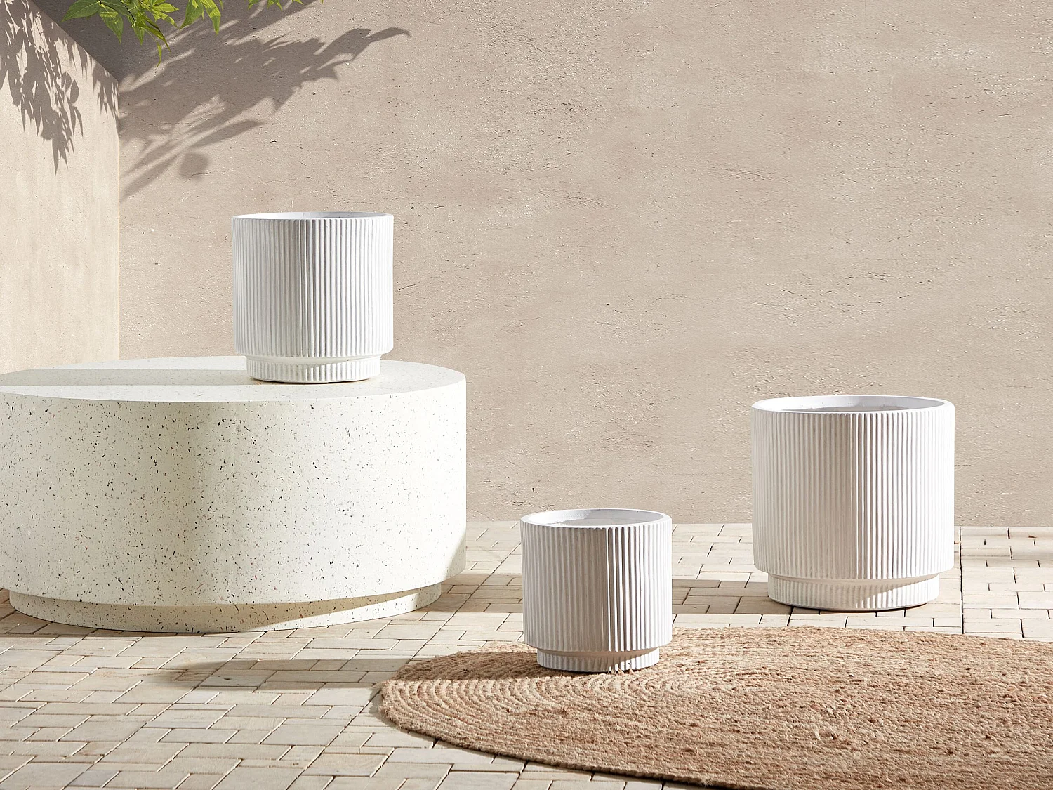 Cache-pot DARIA Céramique 24 cm Blanc cassé