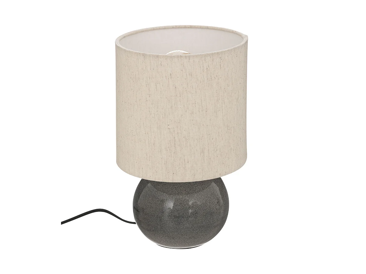 Lampe à poser en céramique Gris bleu et abat-jour coton H 28 cm