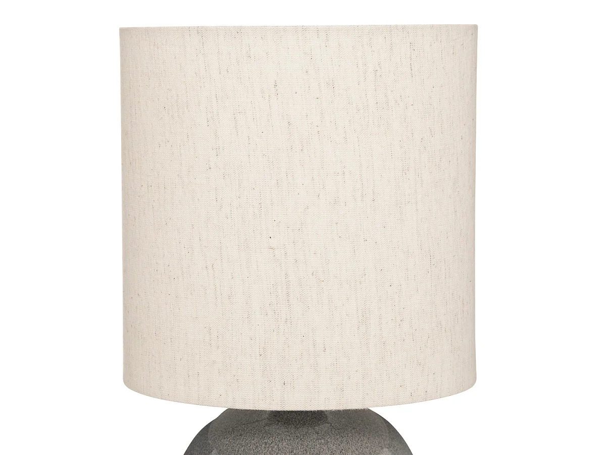 Lampe à poser en céramique Gris bleu et abat-jour coton H 28 cm