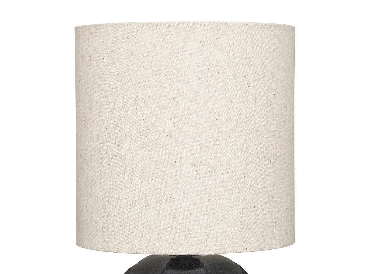 Lampe à poser en céramique Bleu orage et abat-jour coton H 28 cm