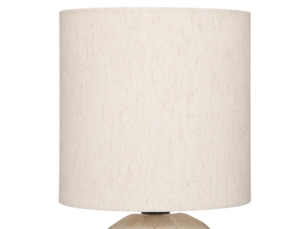 Lampe à poser en céramique Blanc lin et abat-jour coton H 28 cm